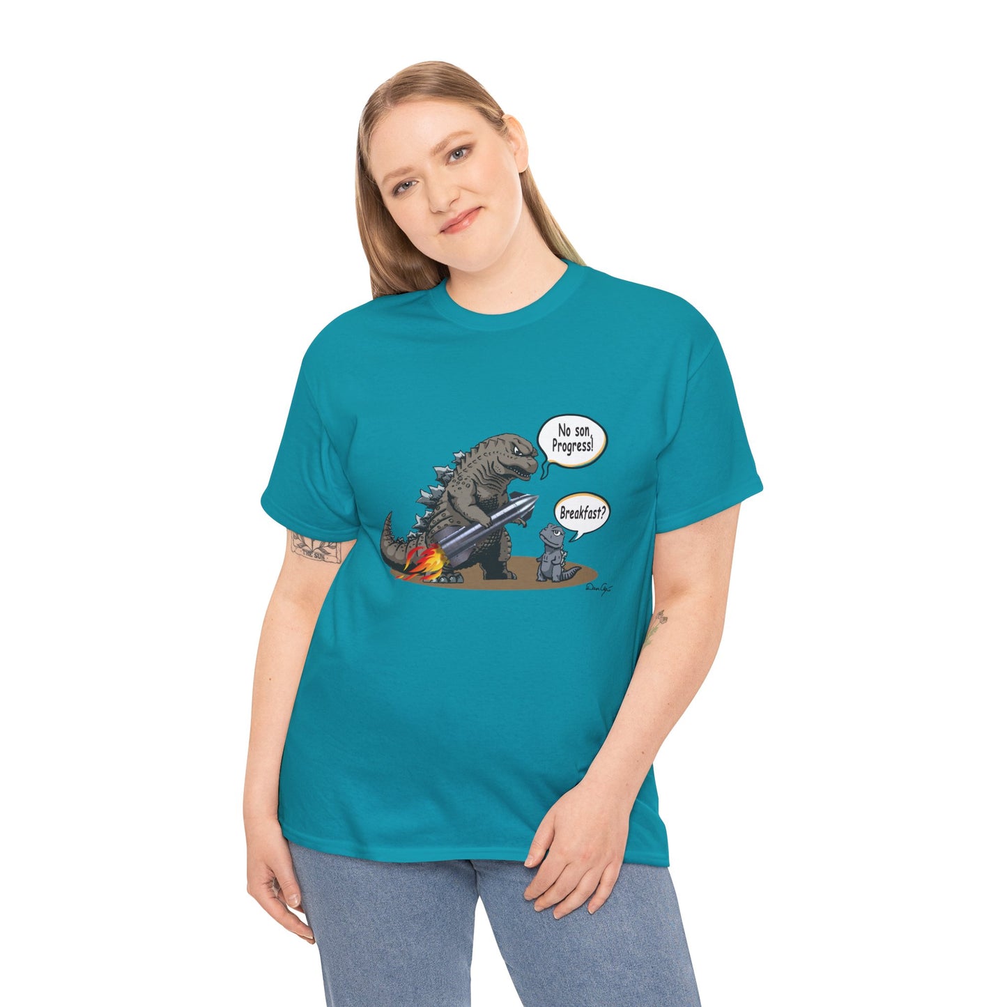 Godzilla, Son and SpaceX, Unisex Heavy Cotton Tee, print design, t-shirt, t-shirts, t-shirts, png, funny, cartoons, tee