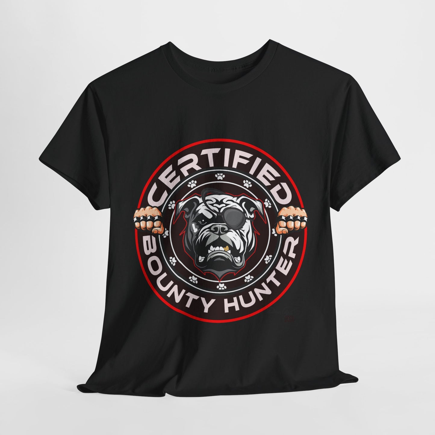 Certified Bounty Hunter, Unisex Heavy Cotton Tee, comedy, bulldog, print design, png, GraphicTees