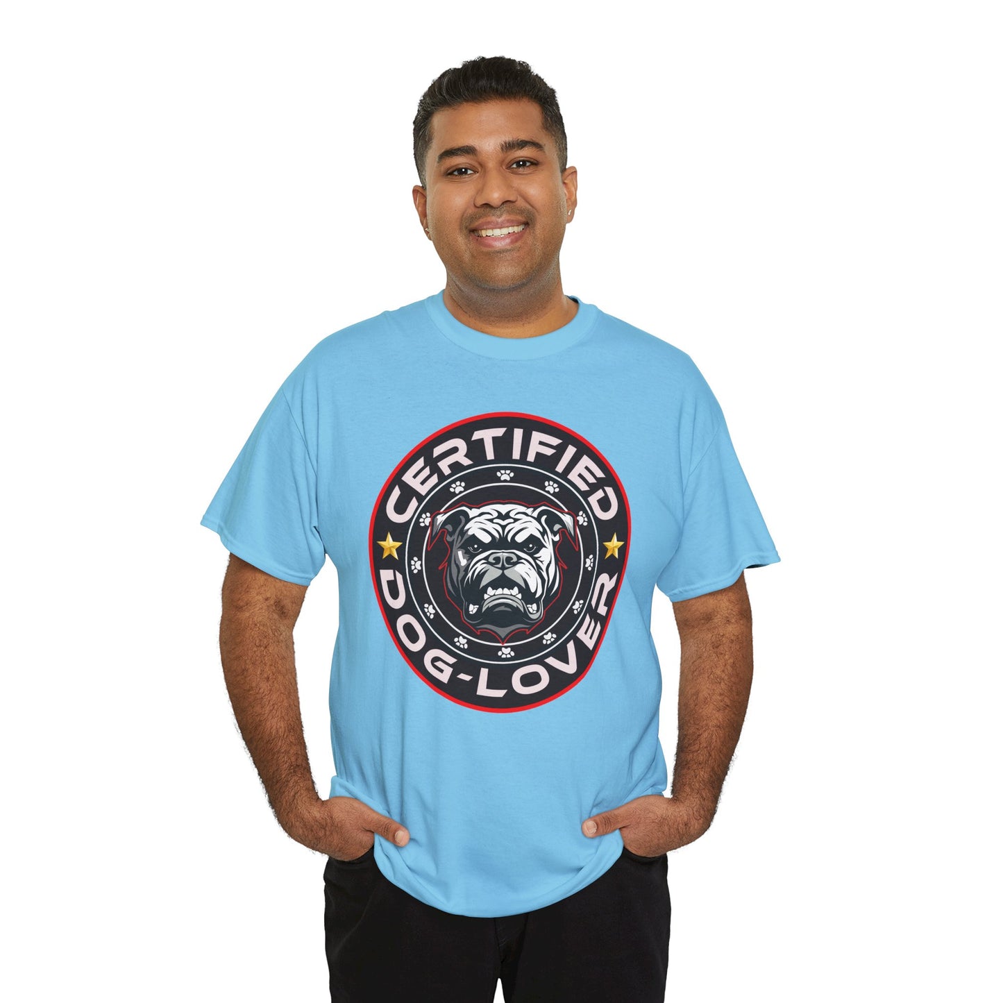 Certified Dog Lover Unisex Tee - Bulldog Print Design, GraphicTees, t-shirt, tshirt, png