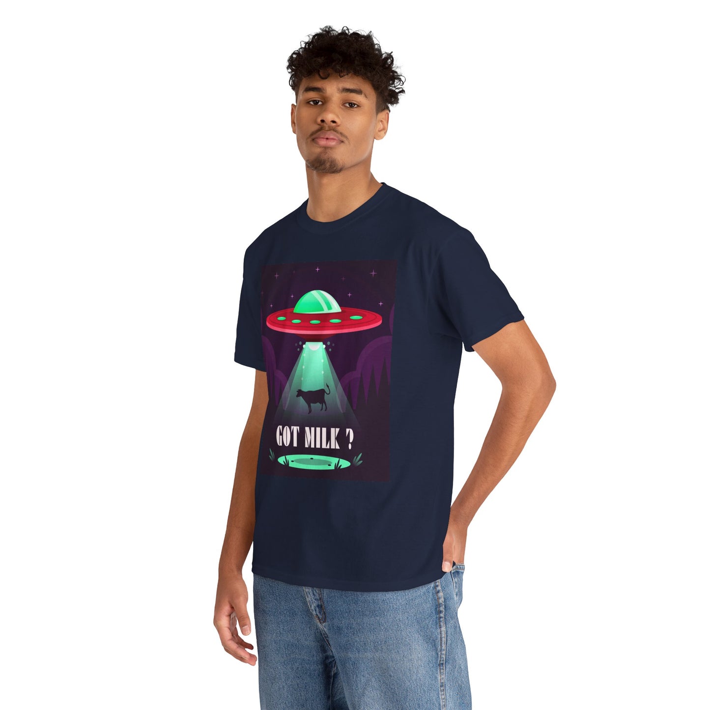 Got Milk? Unisex Heavy Cotton Tee, UFO abduction, comedy, funny, t-shirt, t-shirt, graphic design, tee, png
