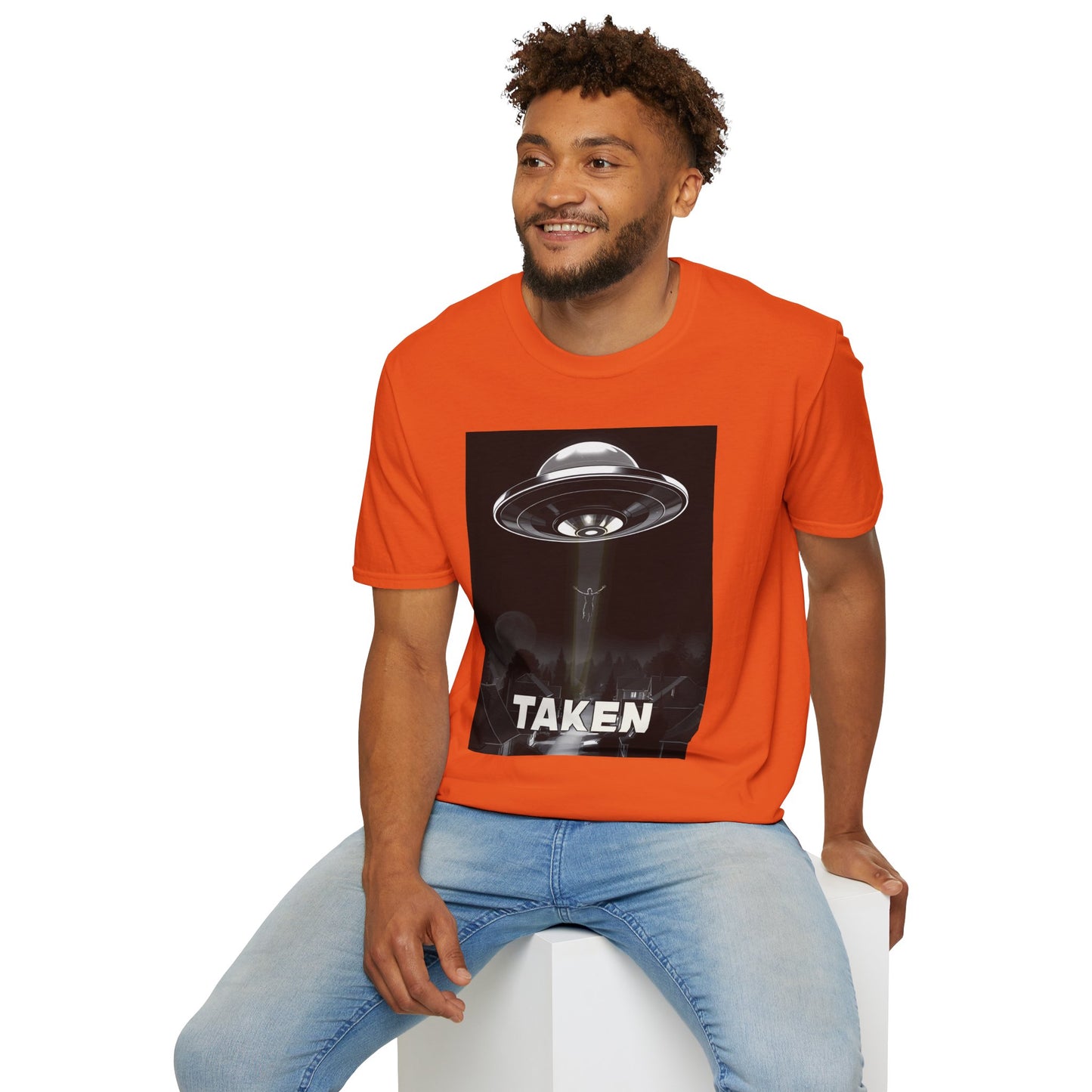 Taken 3, Alien Theme Unisex Softstyle T-Shirt, Fun Graphic Tee for UFO Lovers, Great for Casual Wear, Gifts for Sci-Fi Fans, Cool Shirt