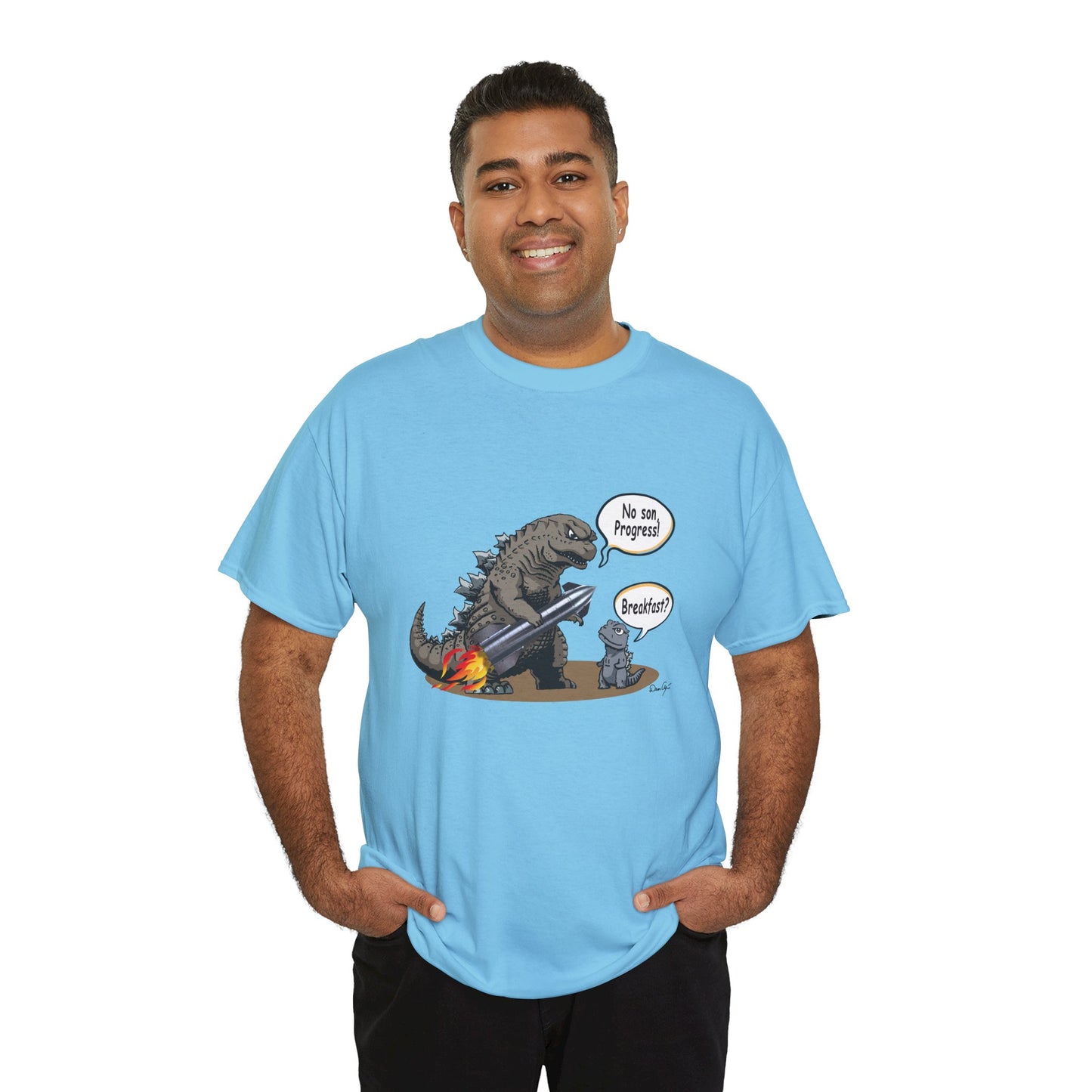 Godzilla, Son and SpaceX, Unisex Heavy Cotton Tee, print design, t-shirt, t-shirts, t-shirts, png, funny, cartoons, tee
