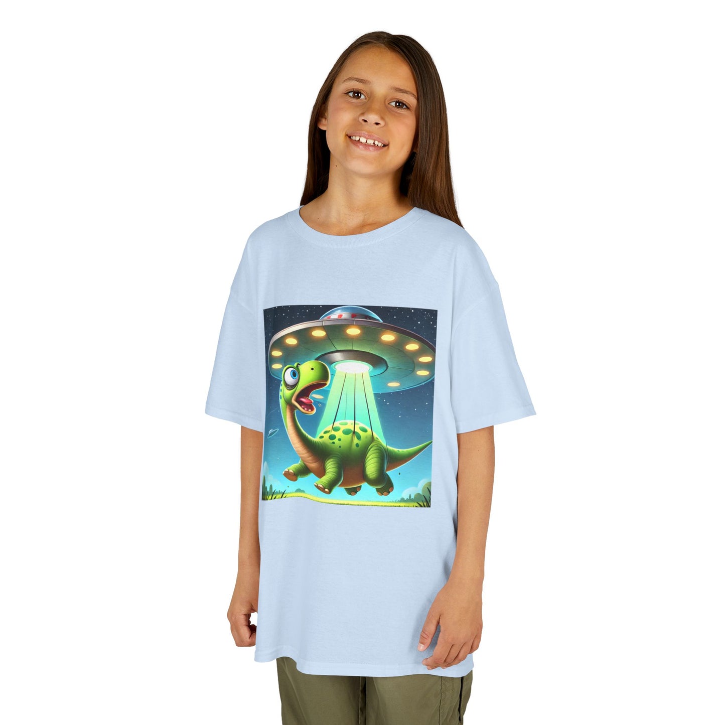 Dinosaur UFO Kids Tee, Fun Graphic Shirt for Boys and Girls, Perfect for Birthdays, Parties, Casual Wear, Gifts, tshirt, t-shirt