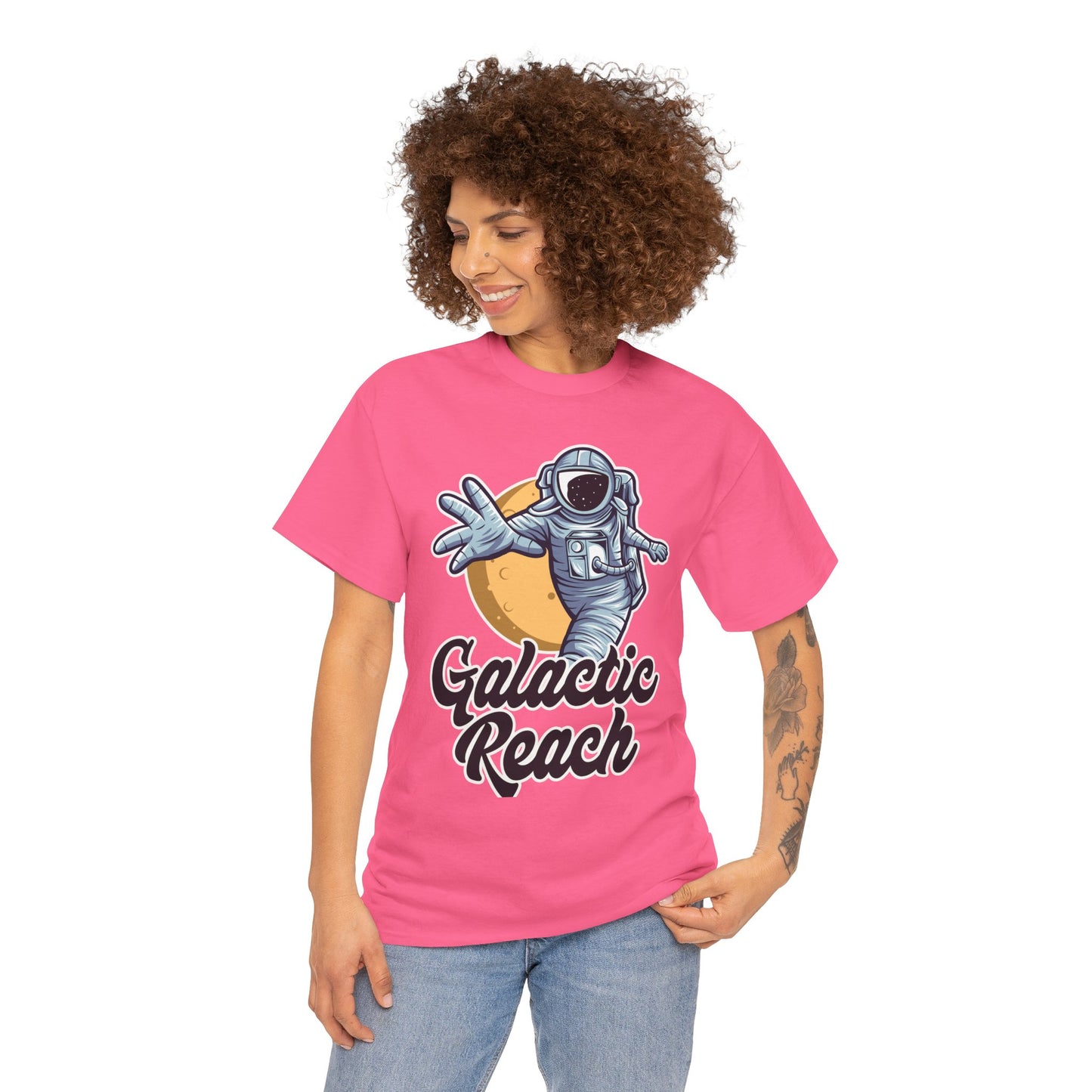 Galactic Reach, Astronaut, Unisex Heavy Cotton Tee, Express Delivery available, graphic design, png