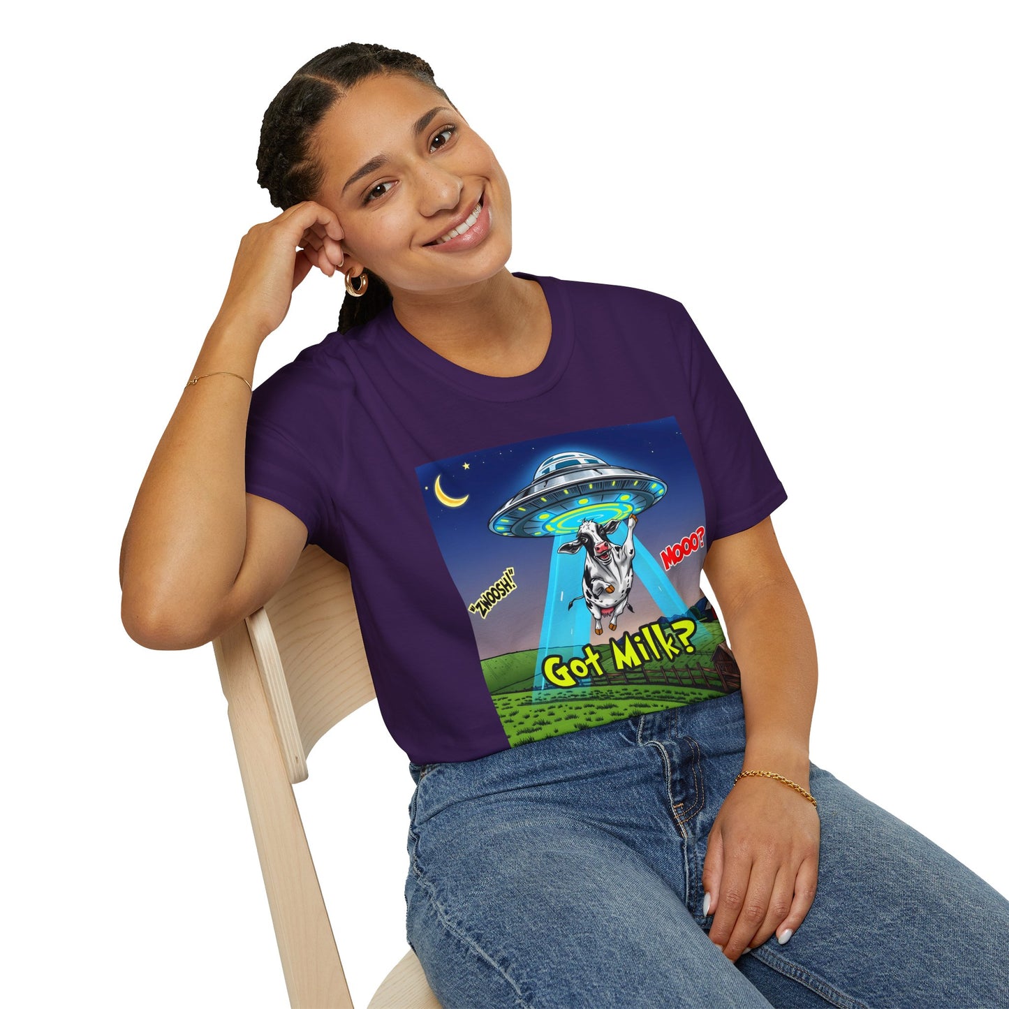 Got Milk? Funny Unisex Softstyle T-Shirt, Humorous Tee, Perfect for Cow Lovers, Milking Day, Farm-themed Gifts, Quirky Apparel, graphic