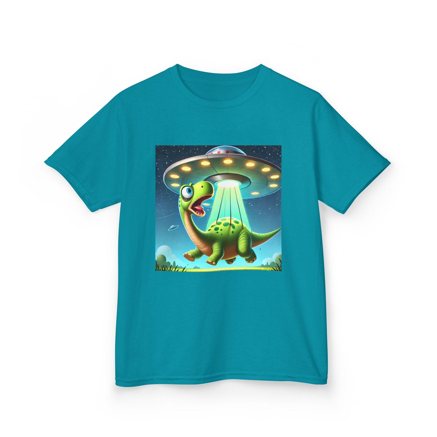 Dinosaur UFO Kids Tee, Fun Graphic Shirt for Boys and Girls, Perfect for Birthdays, Parties, Casual Wear, Gifts, tshirt, t-shirt