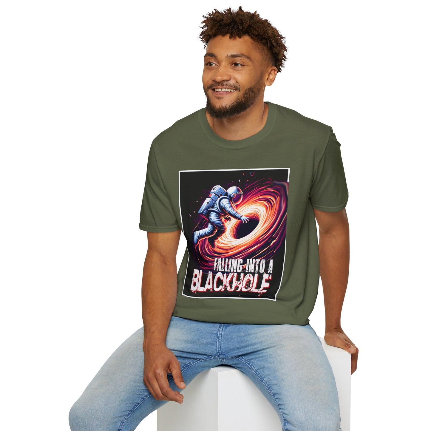 Falling Into a Blackhole Unisex Softstyle, T-Shirt, Space Lover Gift, Sci-Fi Tee, Astronomy Shirt, Creative Graphic T-Shirt, Gift Astronaut
