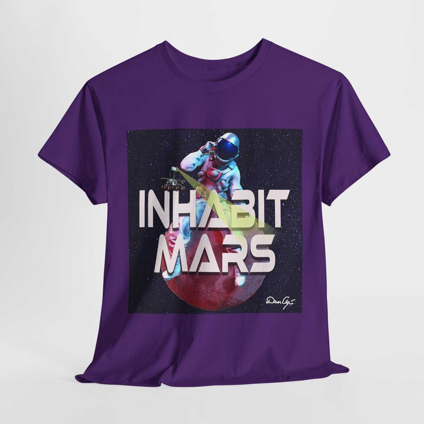 Inhabit Mars, Unisex Heavy Cotton Tee, Space, SpaceX, Universe, UFO, multiverse, graphic design, png, graphic design, t-shirts, tee