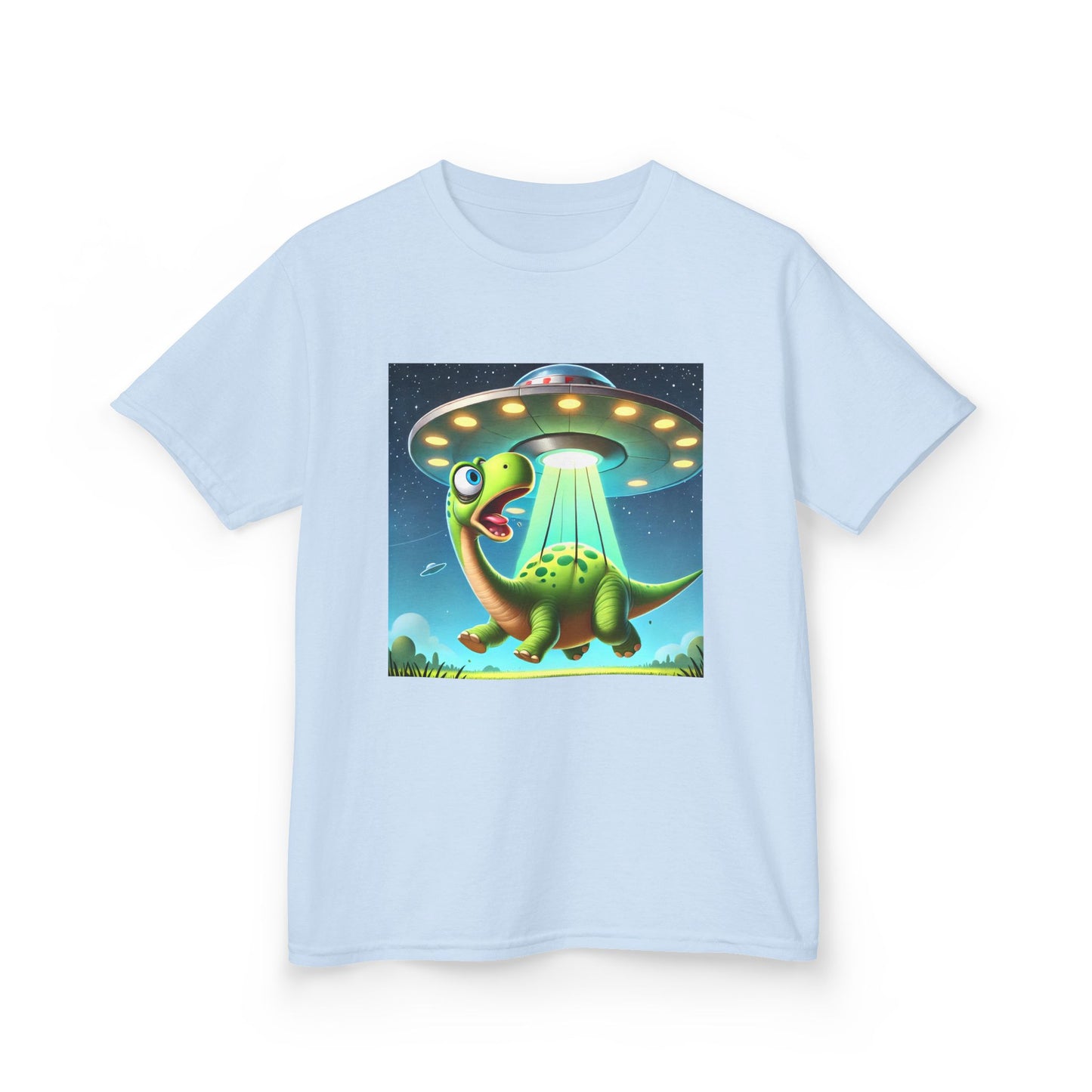 Dinosaur UFO Kids Tee, Fun Graphic Shirt for Boys and Girls, Perfect for Birthdays, Parties, Casual Wear, Gifts, tshirt, t-shirt