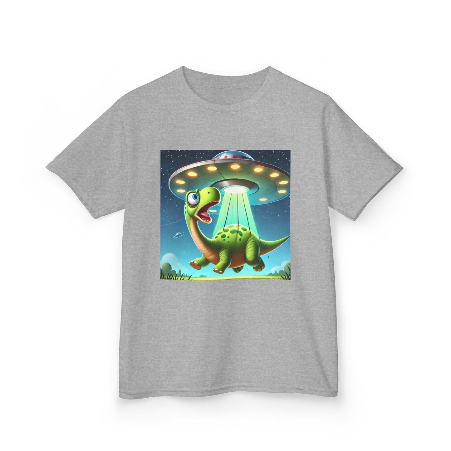 Dinosaur UFO Kids Tee, Fun Graphic Shirt for Boys and Girls, Perfect for Birthdays, Parties, Casual Wear, Gifts, tshirt, t-shirt