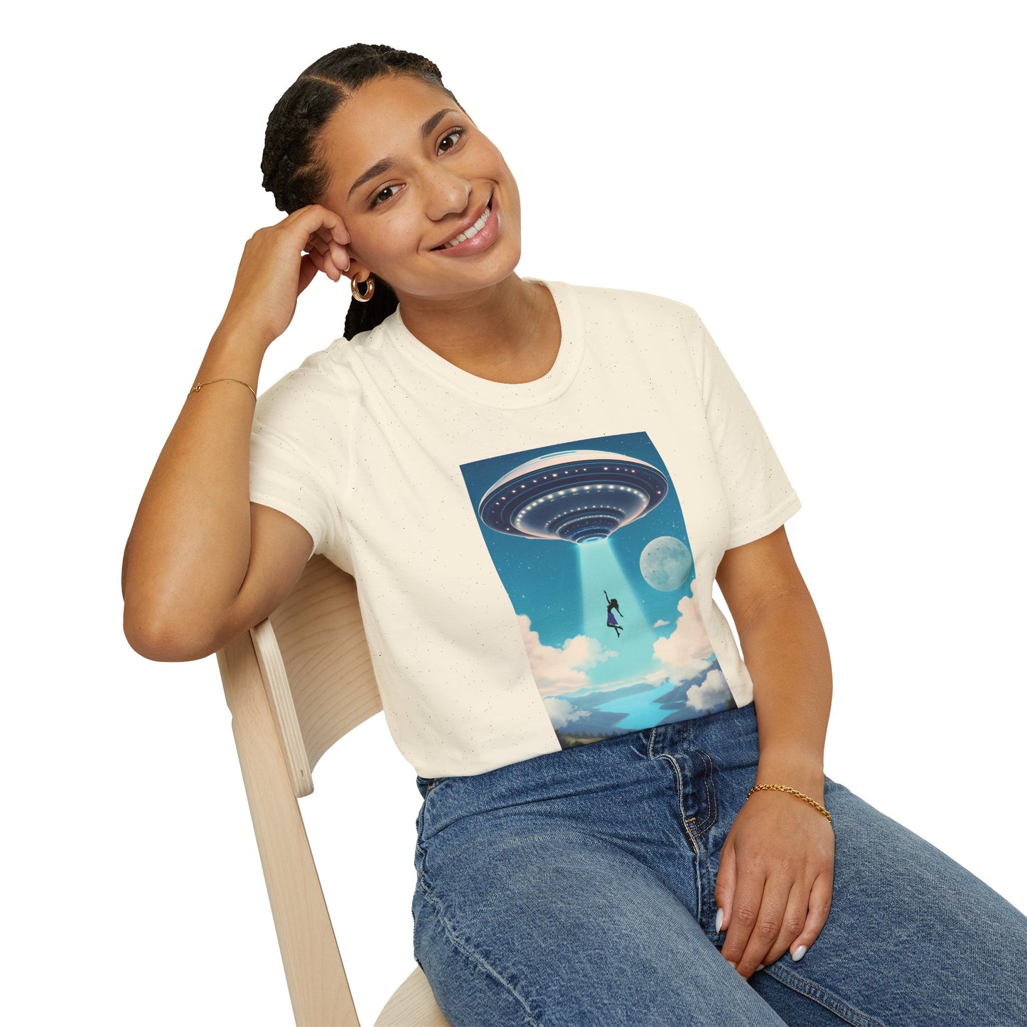 Cosmic Abduction Unisex T-Shirt | Space Alien Tee, UFO Graphic Shirt, Sci-Fi Fan Gift, Casual Style, Cool Vintage Look