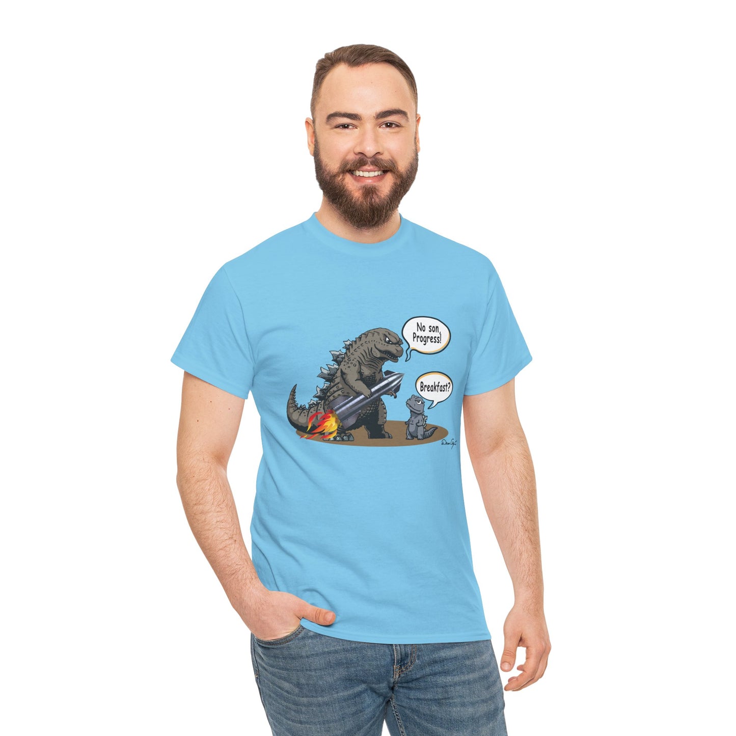 Godzilla, Son and SpaceX, Unisex Heavy Cotton Tee, print design, t-shirt, t-shirts, t-shirts, png, funny, cartoons, tee