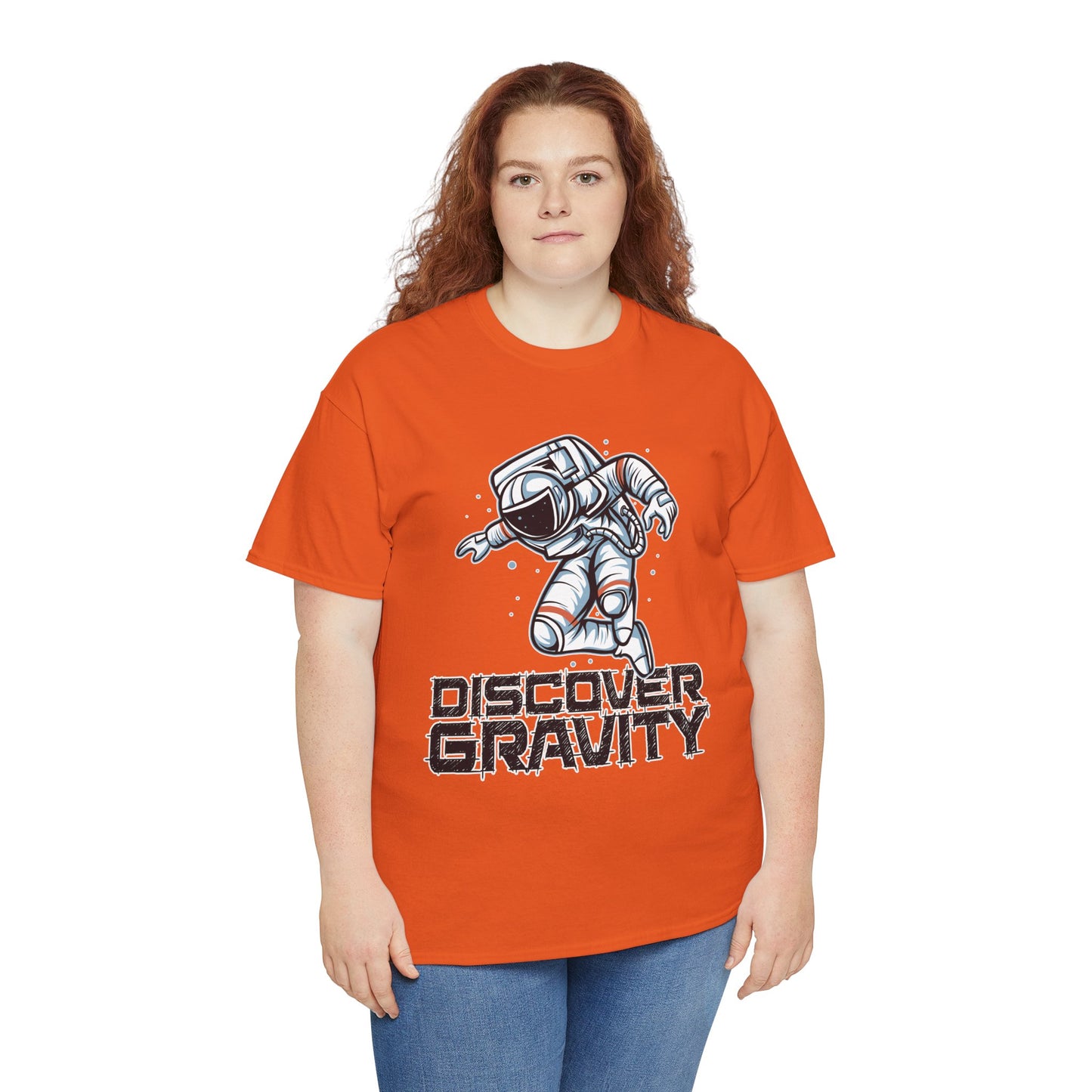 Discover Gravity. Unisex Heavy Cotton Tee - Fun Astronaut, Astronomy Graphic Tee - Unisex graphic design, png Express Delivery available