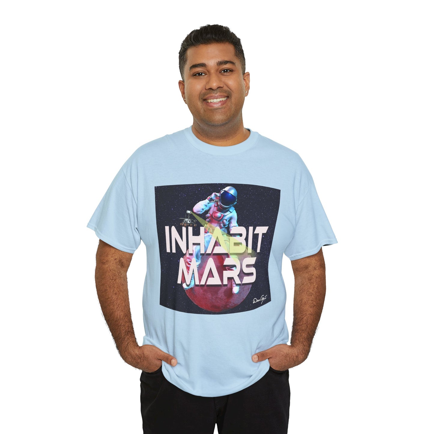 Inhabit Mars, Unisex Heavy Cotton Tee, Space, SpaceX, Universe, UFO, multiverse, graphic design, png, graphic design, t-shirts, tee