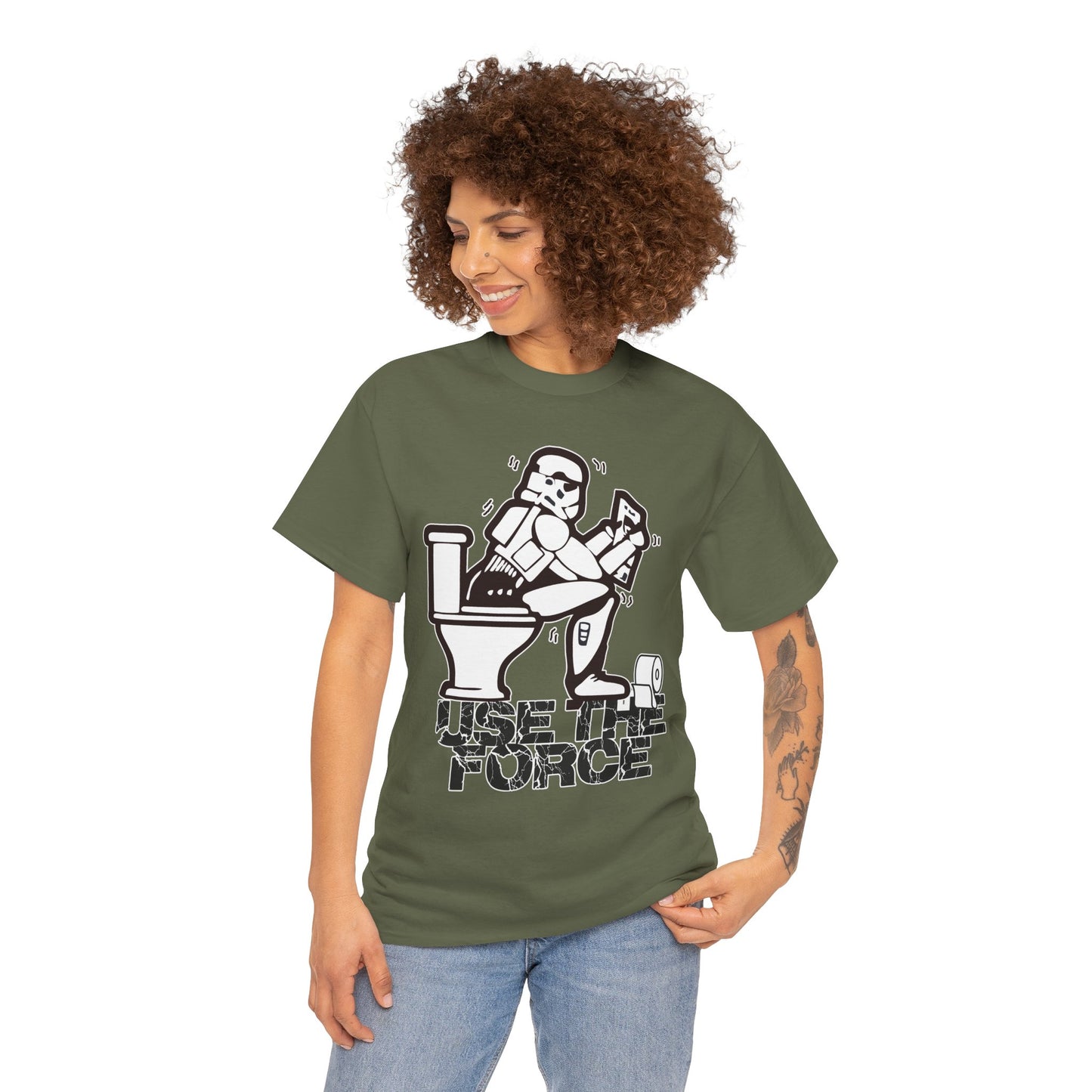 Use The Force, Unisex Heavy Cotton Tee, Star Wars, funny, restroom jokes, graphic design, png