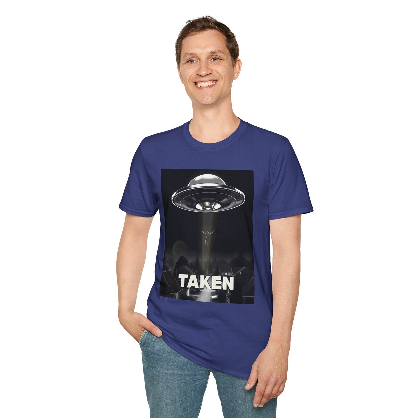 Taken 3, Alien Theme Unisex Softstyle T-Shirt, Fun Graphic Tee for UFO Lovers, Great for Casual Wear, Gifts for Sci-Fi Fans, Cool Shirt