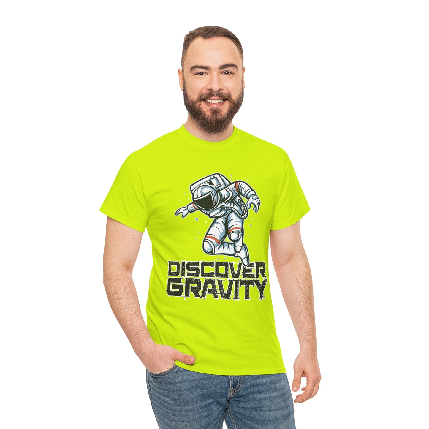 Discover Gravity. Unisex Heavy Cotton Tee - Fun Astronaut, Astronomy Graphic Tee - Unisex graphic design, png Express Delivery available