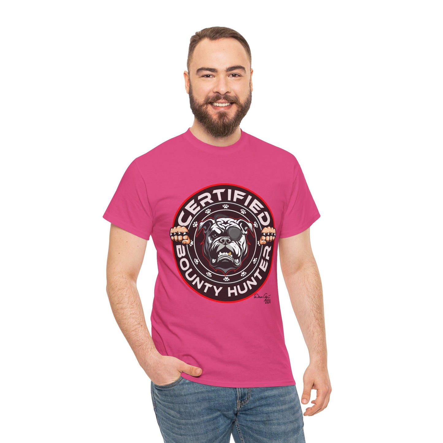 Certified Bounty Hunter, Unisex Heavy Cotton Tee, comedy, bulldog, print design, png, GraphicTees