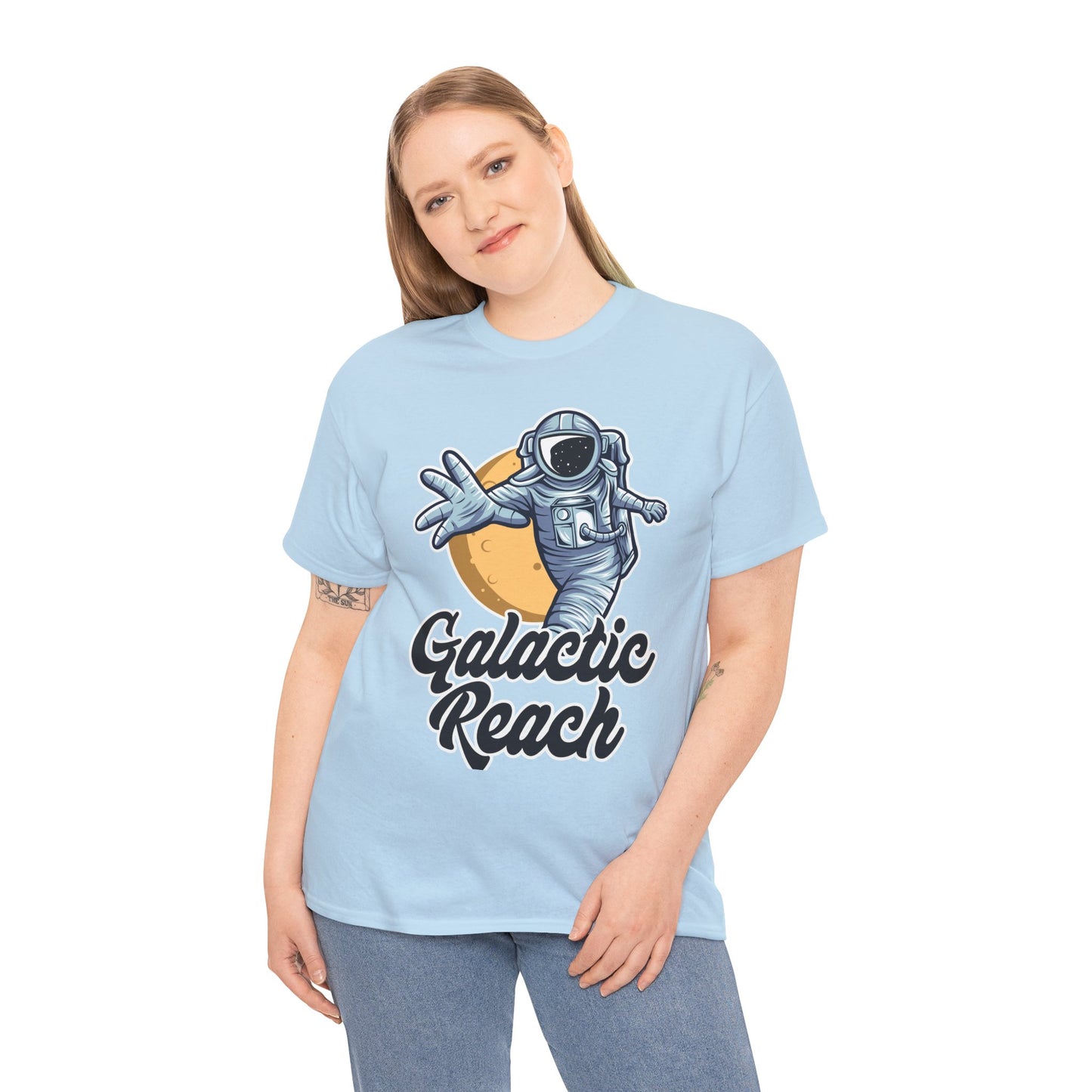 Galactic Reach, Astronaut, Unisex Heavy Cotton Tee, Express Delivery available, graphic design, png