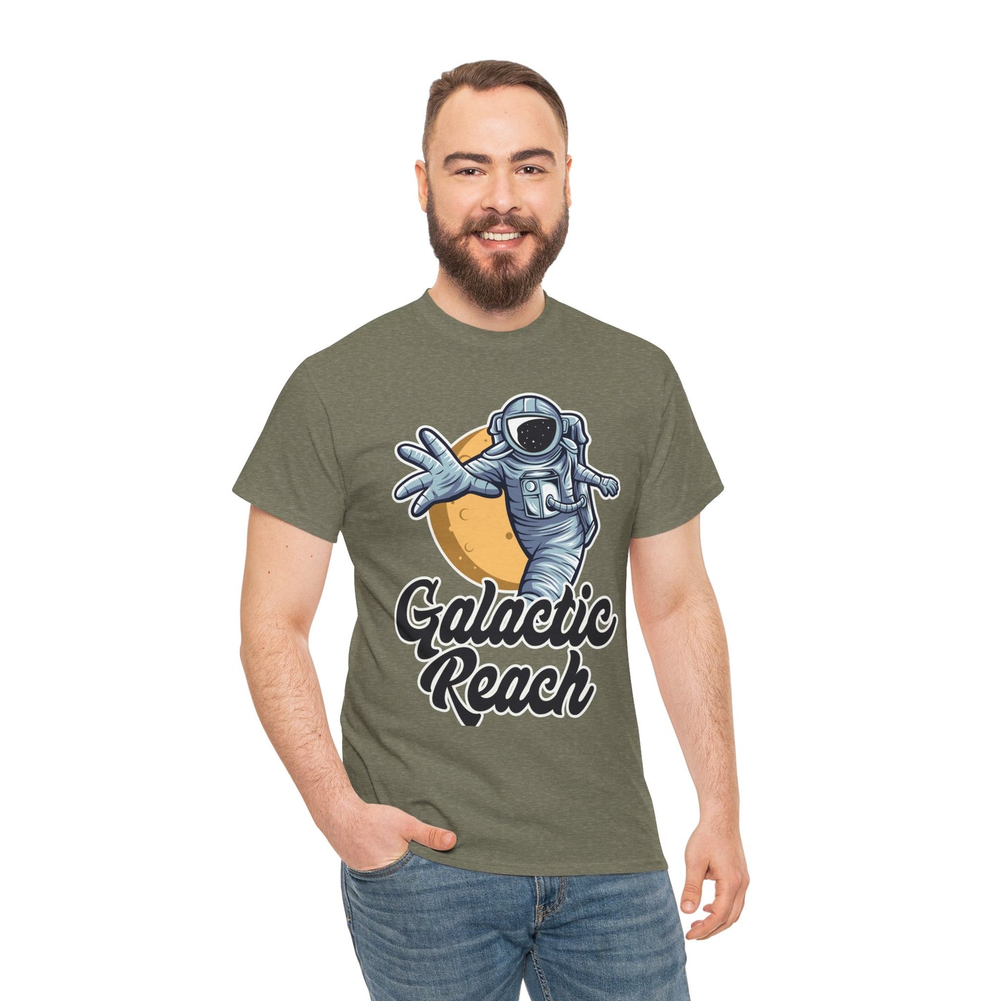 Galactic Reach, Astronaut, Unisex Heavy Cotton Tee, Express Delivery available, graphic design, png