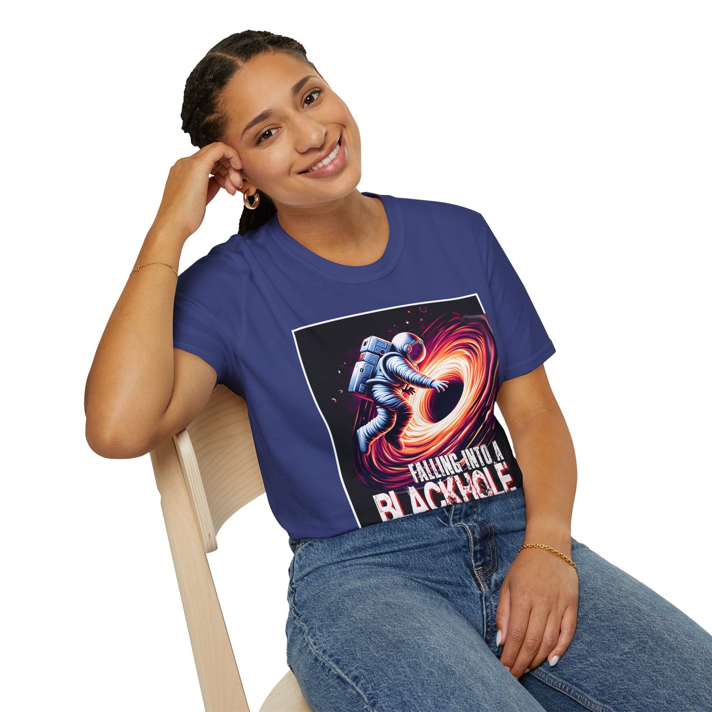 Falling Into a Blackhole Unisex Softstyle, T-Shirt, Space Lover Gift, Sci-Fi Tee, Astronomy Shirt, Creative Graphic T-Shirt, Gift Astronaut