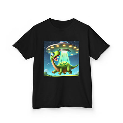Dinosaur UFO Kids Tee, Fun Graphic Shirt for Boys and Girls, Perfect for Birthdays, Parties, Casual Wear, Gifts, tshirt, t-shirt