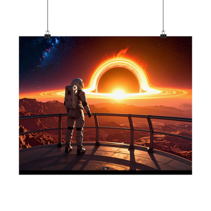 Astronaut Watching Blackhole, Satin Poster, Space Art Print, Cosmic Decor, Wall Art for Space Lovers, Unique Gift for Astronaut Fans, t-shirts, tshirts, tees