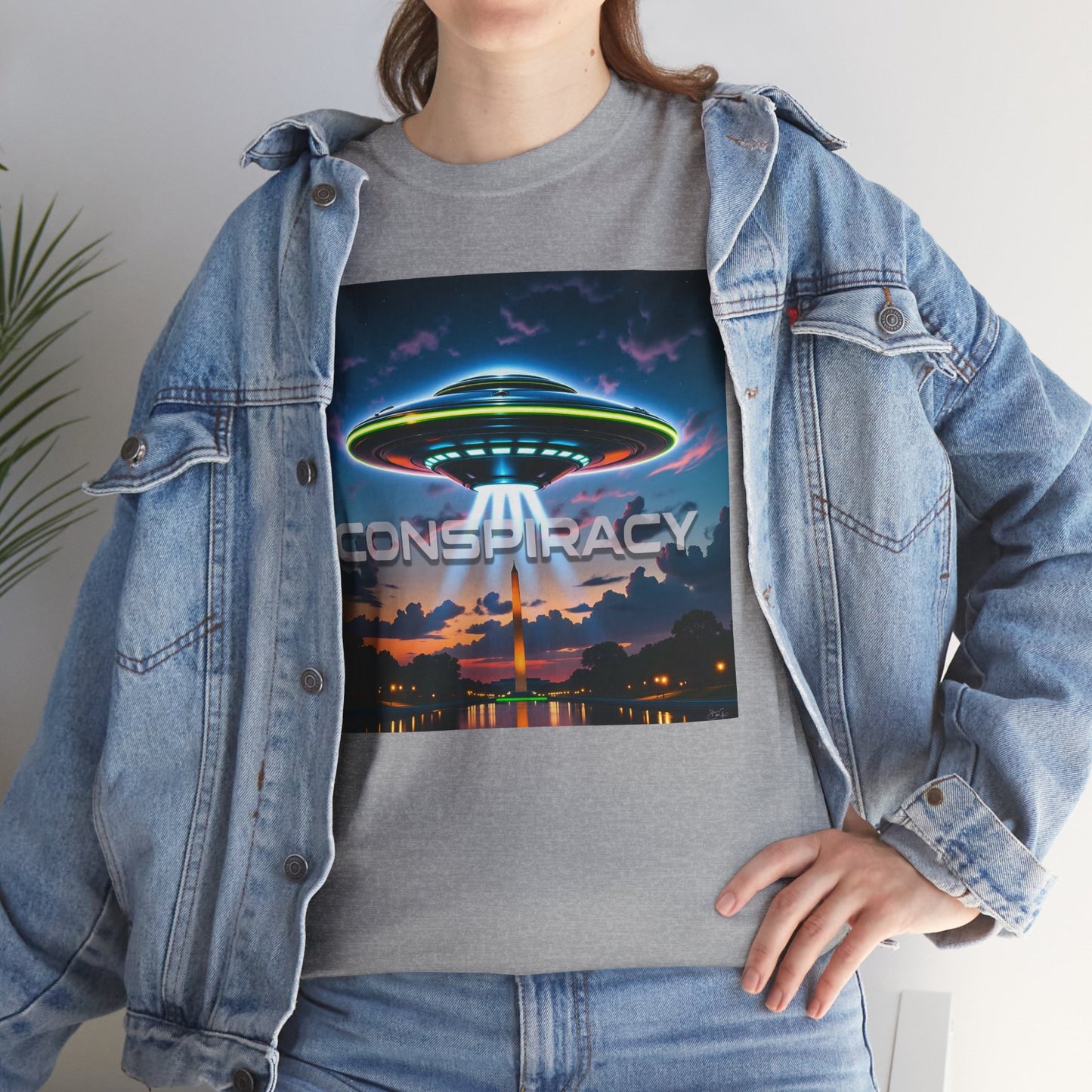 Retro Neon Alien UFO T-Shirt — "Conspiracy at DC" Graphic Tee