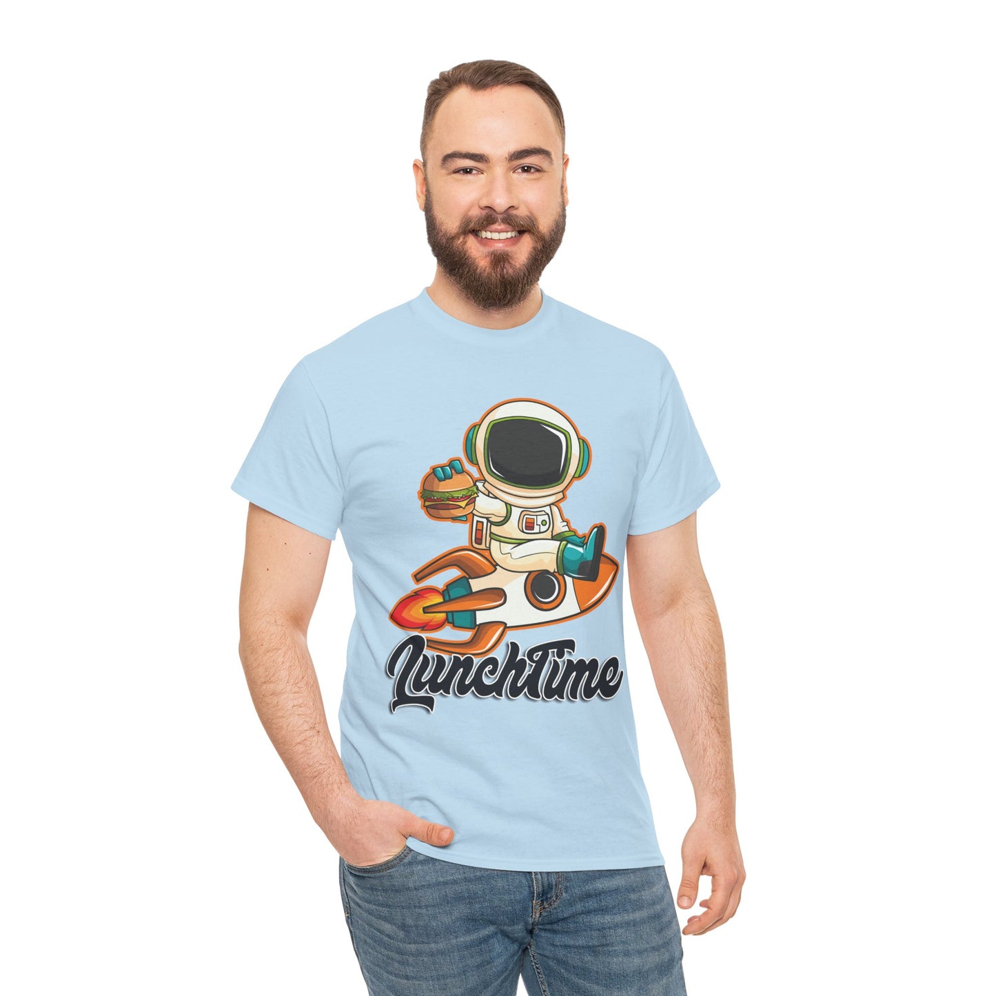Astronaut Lunchtime Unisex Heavy Cotton Tee - Fun Graphic T-Shirt for Space Lovers, GraphicTees, png, t-shirts, tshirts