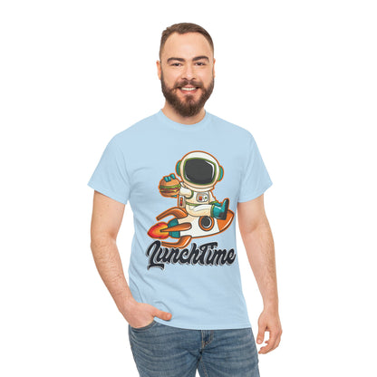 Astronaut Lunchtime Unisex Heavy Cotton Tee - Fun Graphic T-Shirt for Space Lovers, GraphicTees, png, t-shirts, tshirts