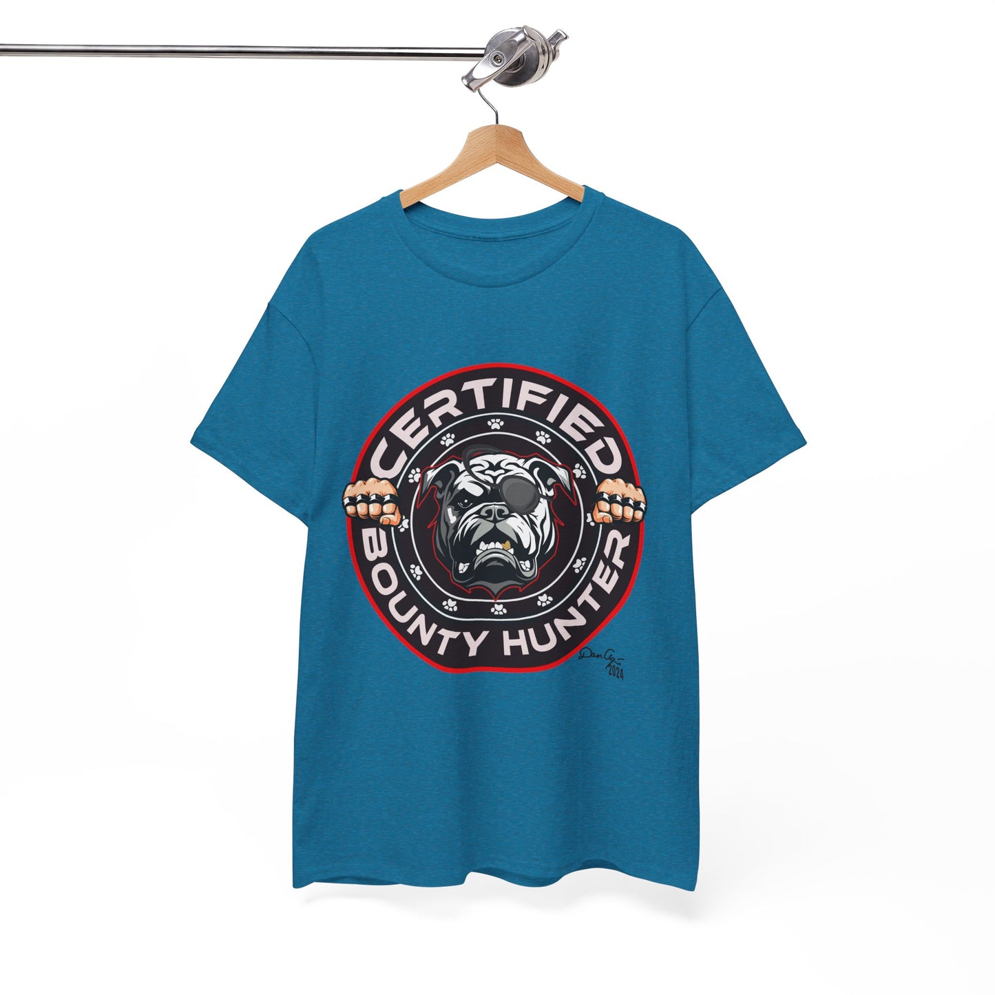 Certified Bounty Hunter, Unisex Heavy Cotton Tee, comedy, bulldog, print design, png, GraphicTees