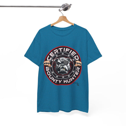 Certified Bounty Hunter, Unisex Heavy Cotton Tee, comedy, bulldog, print design, png, GraphicTees
