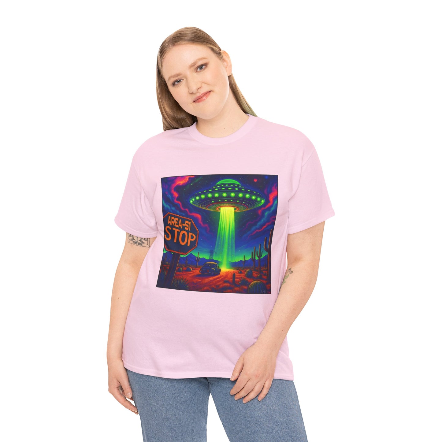 Area 51 Stop UFO Abduction T-Shirt — Neon Alien Invasion Tee