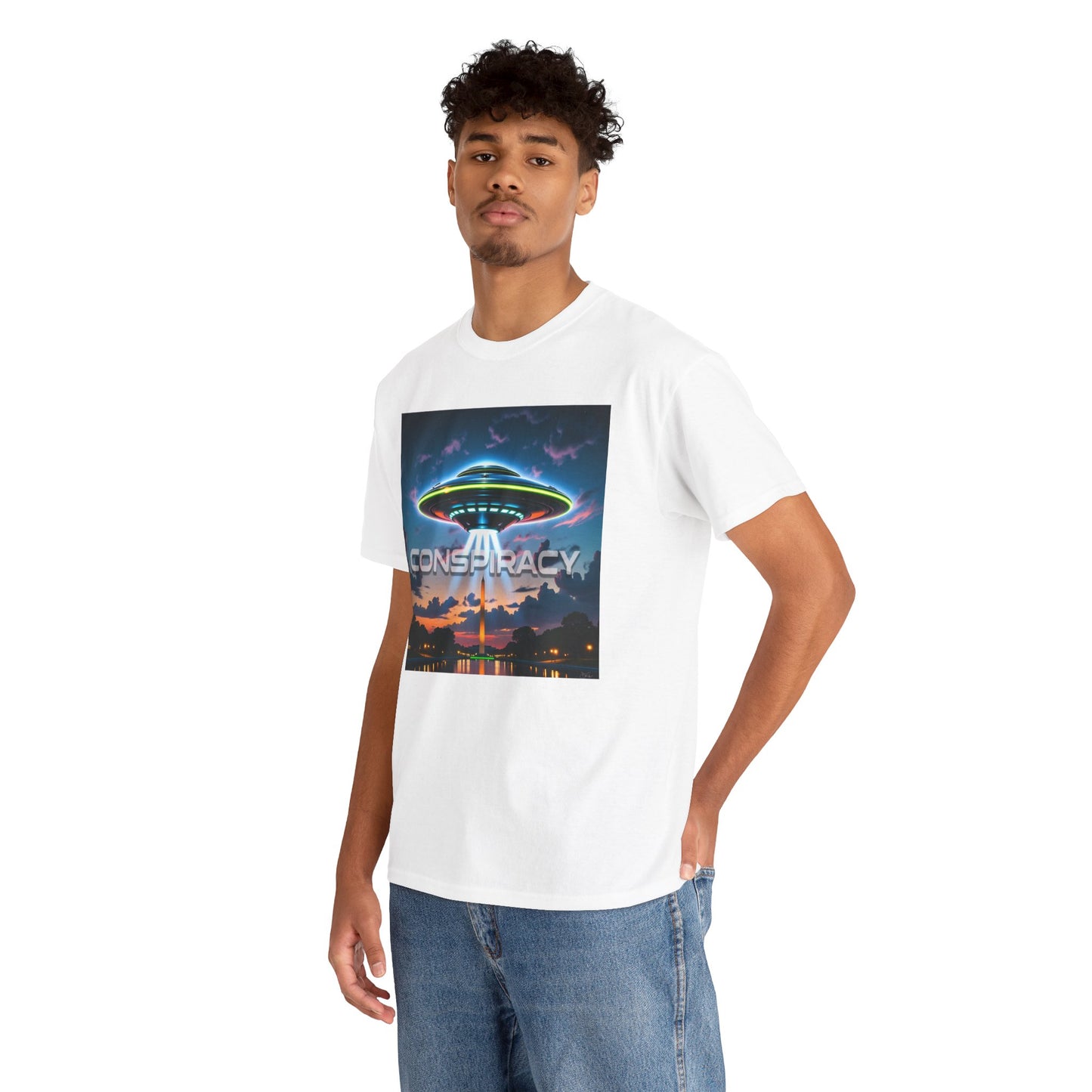 Retro Neon Alien UFO T-Shirt — "Conspiracy at DC" Graphic Tee