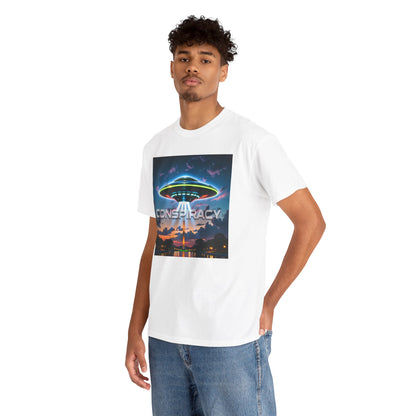 Retro Neon Alien UFO T-Shirt — "Conspiracy at DC" Graphic Tee
