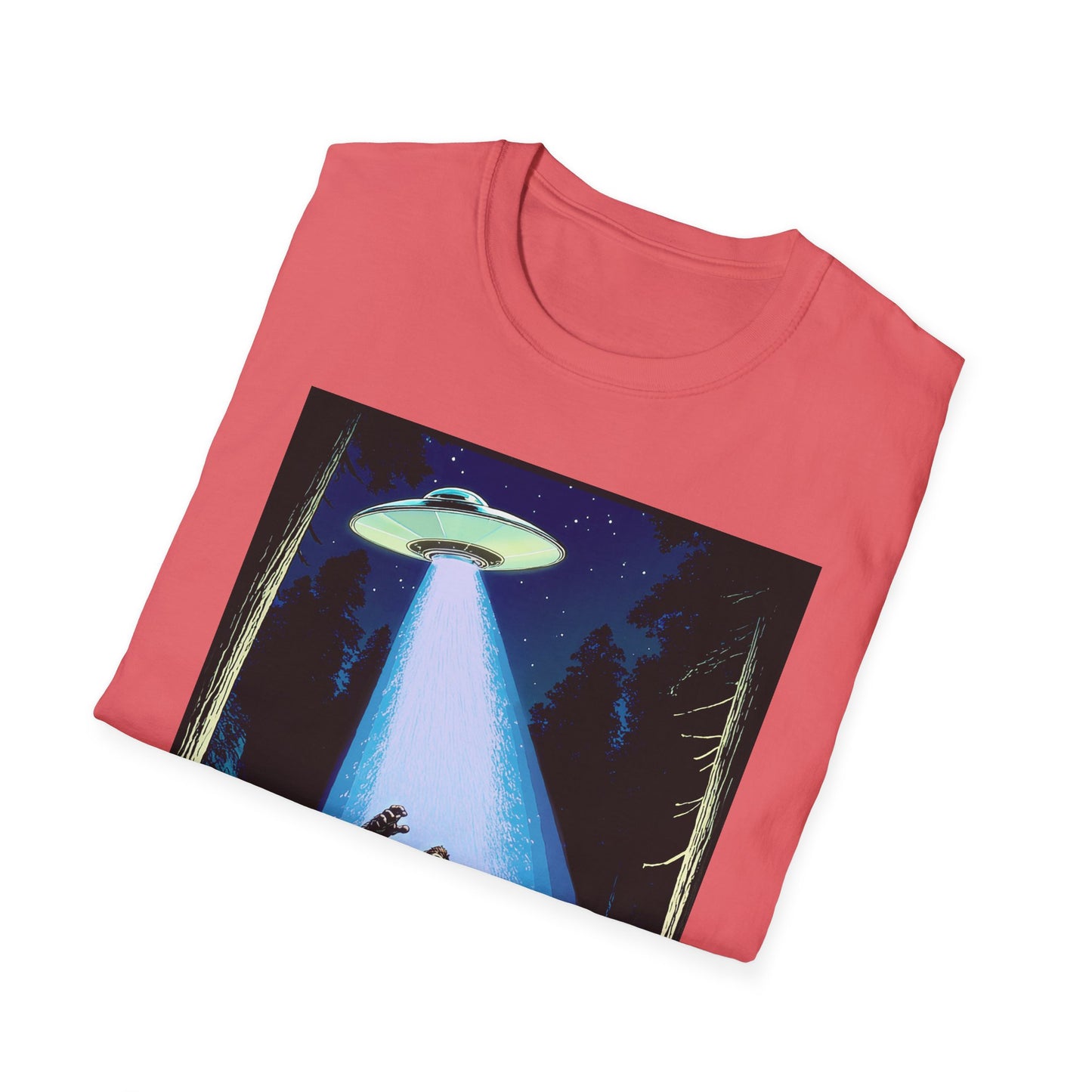 Bigfoot Probe Unisex Softstyle T-Shirt - Fun UFO Graphic Tee, Perfect Gift, Halloween, Nerd Culture, Outdoors, Alien, Graphic tees, t-shirts, Graphic design, t-shirts, tees