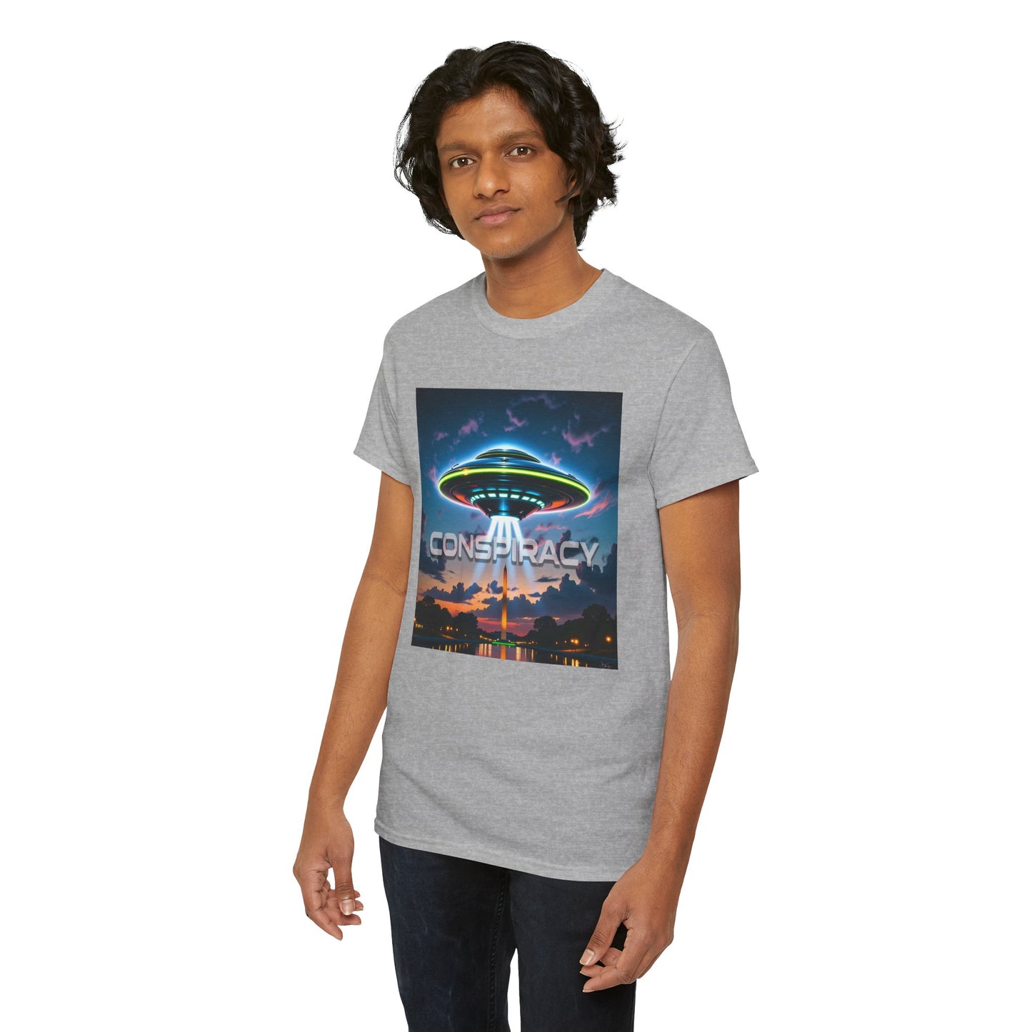 Retro Neon Alien UFO T-Shirt — "Conspiracy at DC" Graphic Tee