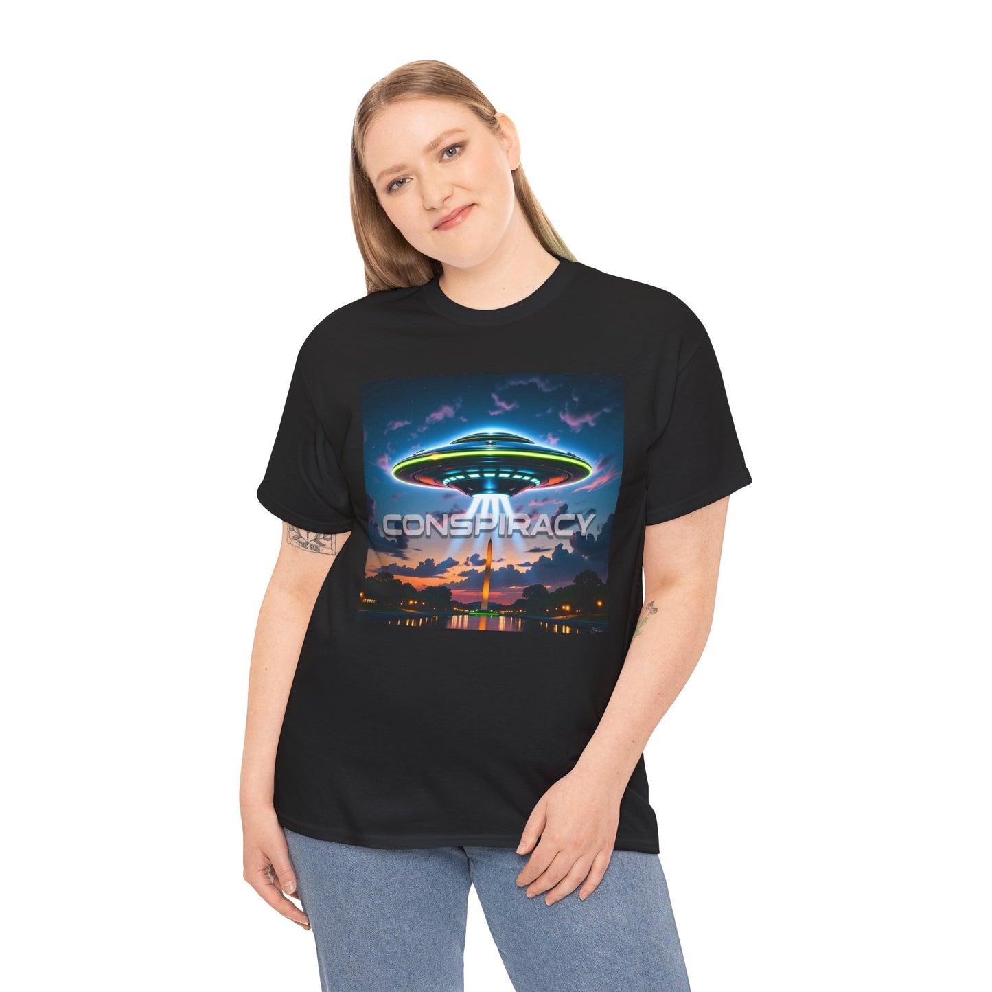 Retro Neon Alien UFO T-Shirt — "Conspiracy at DC" Graphic Tee
