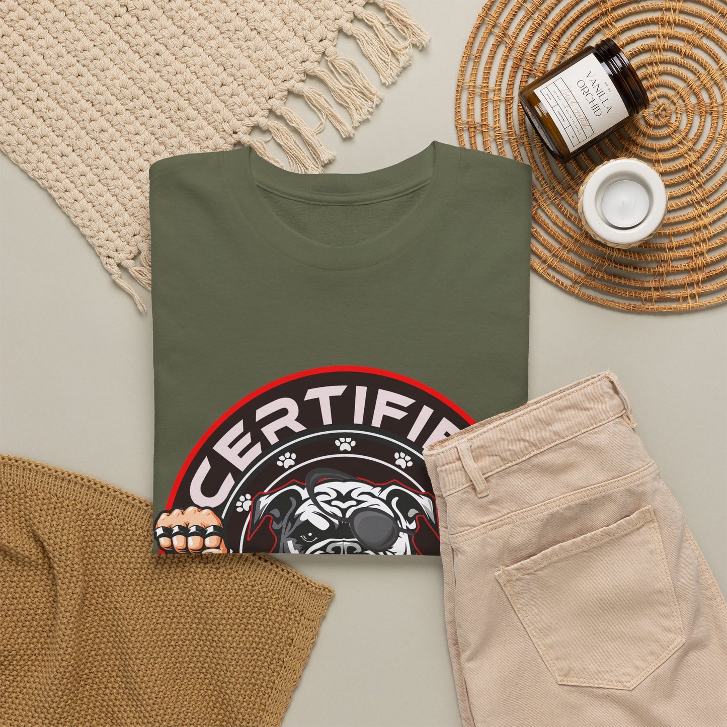 Certified Bounty Hunter, Unisex Heavy Cotton Tee, comedy, bulldog, print design, png, GraphicTees