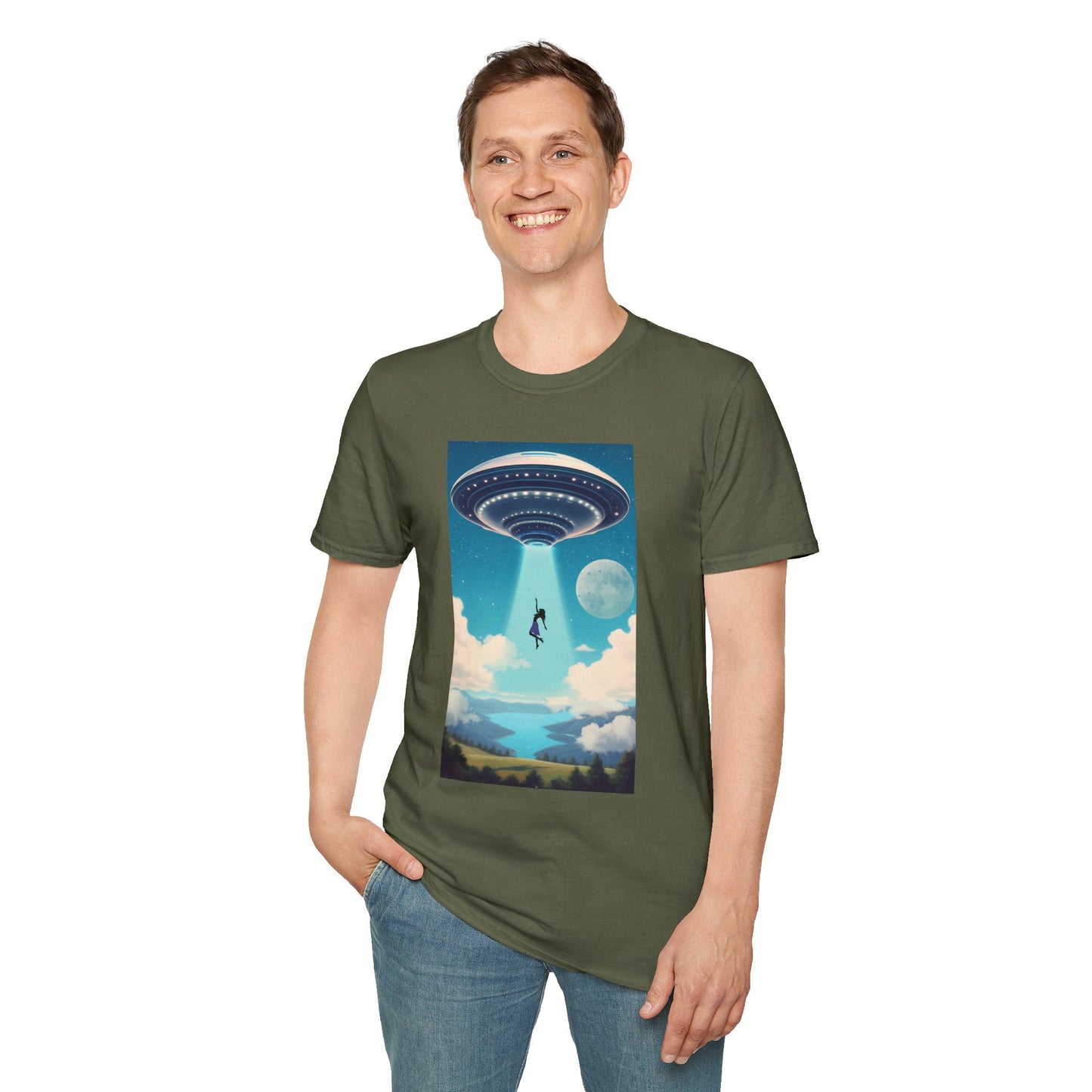 Cosmic Abduction Unisex T-Shirt | Space Alien Tee, UFO Graphic Shirt, Sci-Fi Fan Gift, Casual Style, Cool Vintage Look