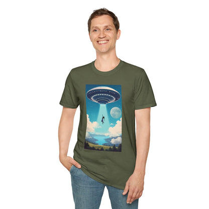 Cosmic Abduction Unisex T-Shirt | Space Alien Tee, UFO Graphic Shirt, Sci-Fi Fan Gift, Casual Style, Cool Vintage Look