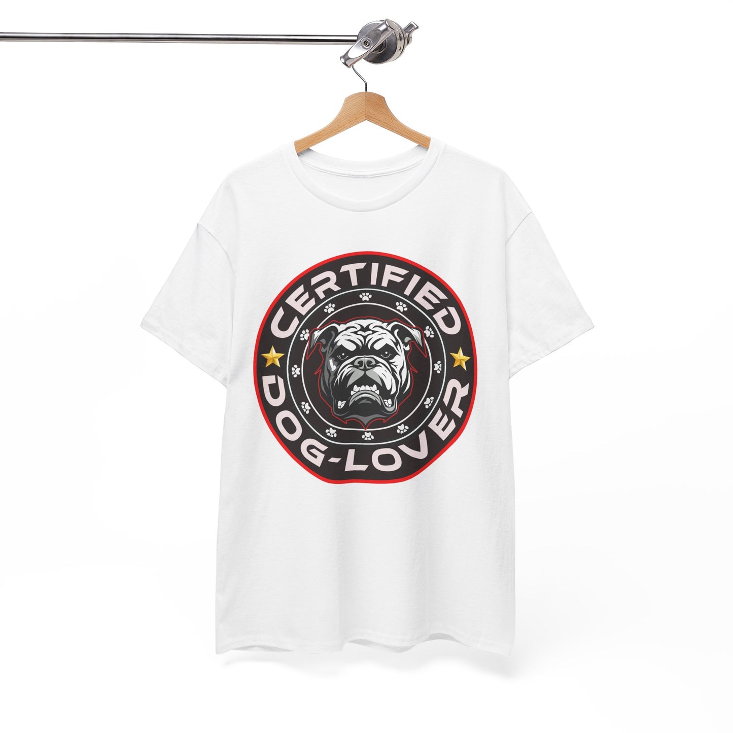 Certified Dog Lover Unisex Tee - Bulldog Print Design, GraphicTees, t-shirt, tshirt, png