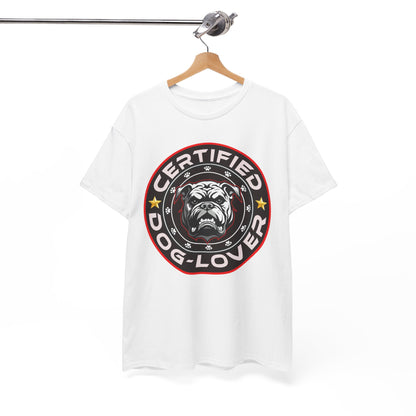 Certified Dog Lover Unisex Tee - Bulldog Print Design, GraphicTees, t-shirt, tshirt, png