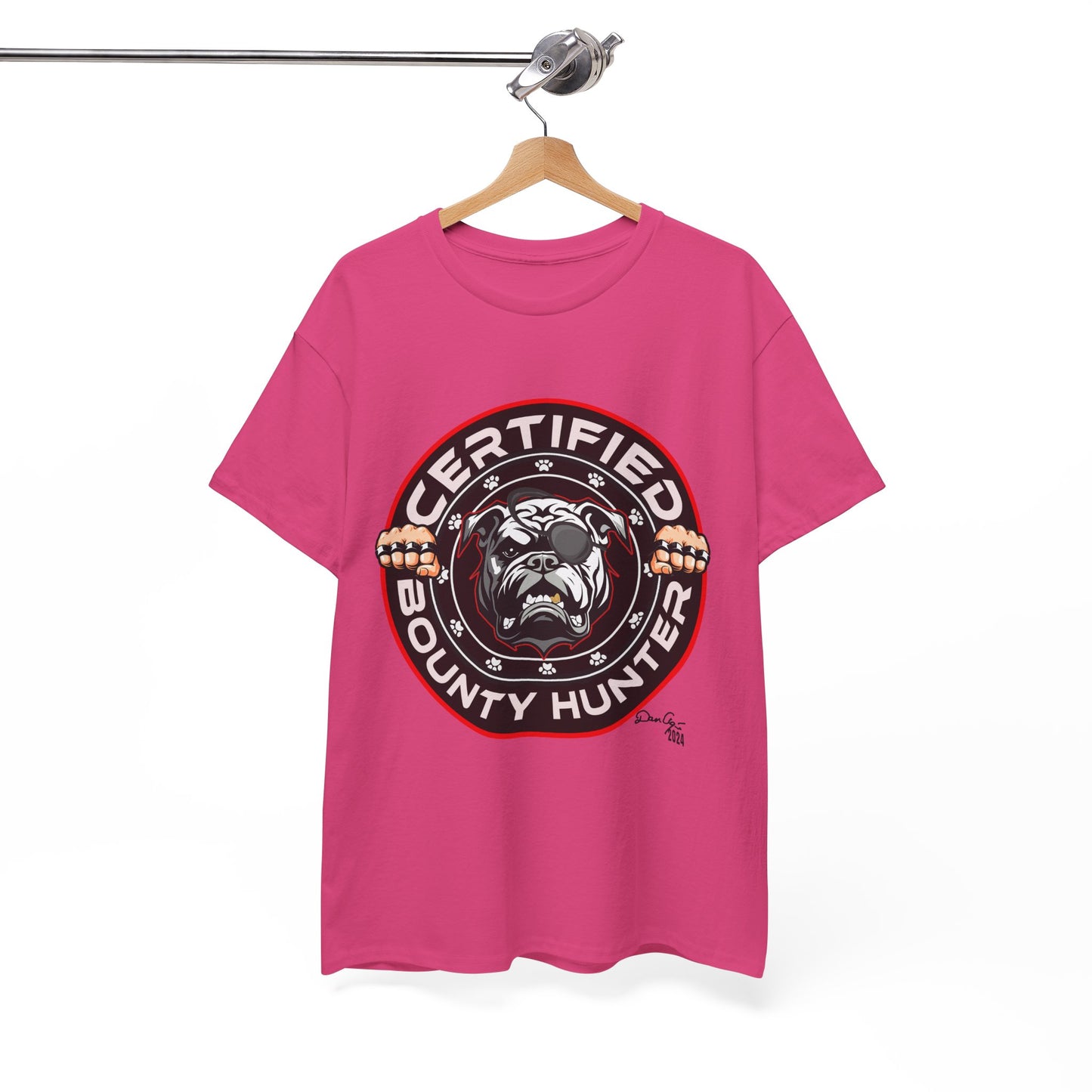 Certified Bounty Hunter, Unisex Heavy Cotton Tee, comedy, bulldog, print design, png, GraphicTees