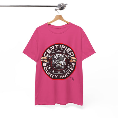 Certified Bounty Hunter, Unisex Heavy Cotton Tee, comedy, bulldog, print design, png, GraphicTees