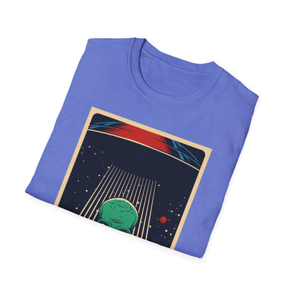 Cosmic Alien Peace Unisex Softstyle T-Shirt, Vintage UFO Tee, Space Lover Gift, Sci-Fi Fan Shirt, Trendy Graphic Tee, GraphicTees, t-shirts