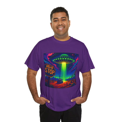 Area 51 Stop UFO Abduction T-Shirt — Neon Alien Invasion Tee