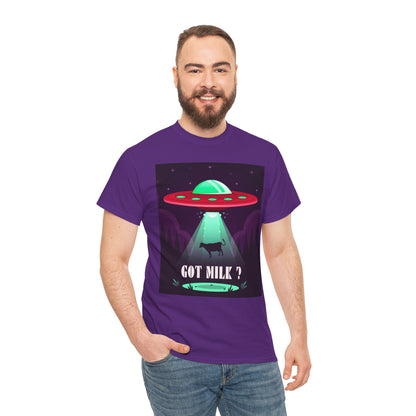 Got Milk? Unisex Heavy Cotton Tee, UFO abduction, comedy, funny, t-shirt, t-shirt, graphic design, tee, png