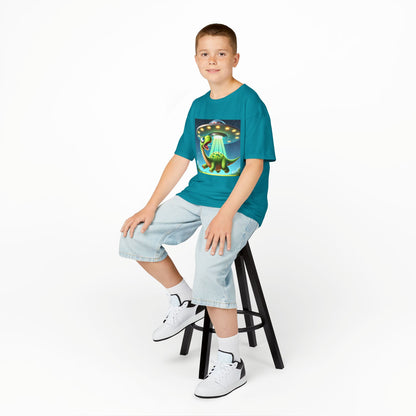 Dinosaur UFO Kids Tee, Fun Graphic Shirt for Boys and Girls, Perfect for Birthdays, Parties, Casual Wear, Gifts, tshirt, t-shirt