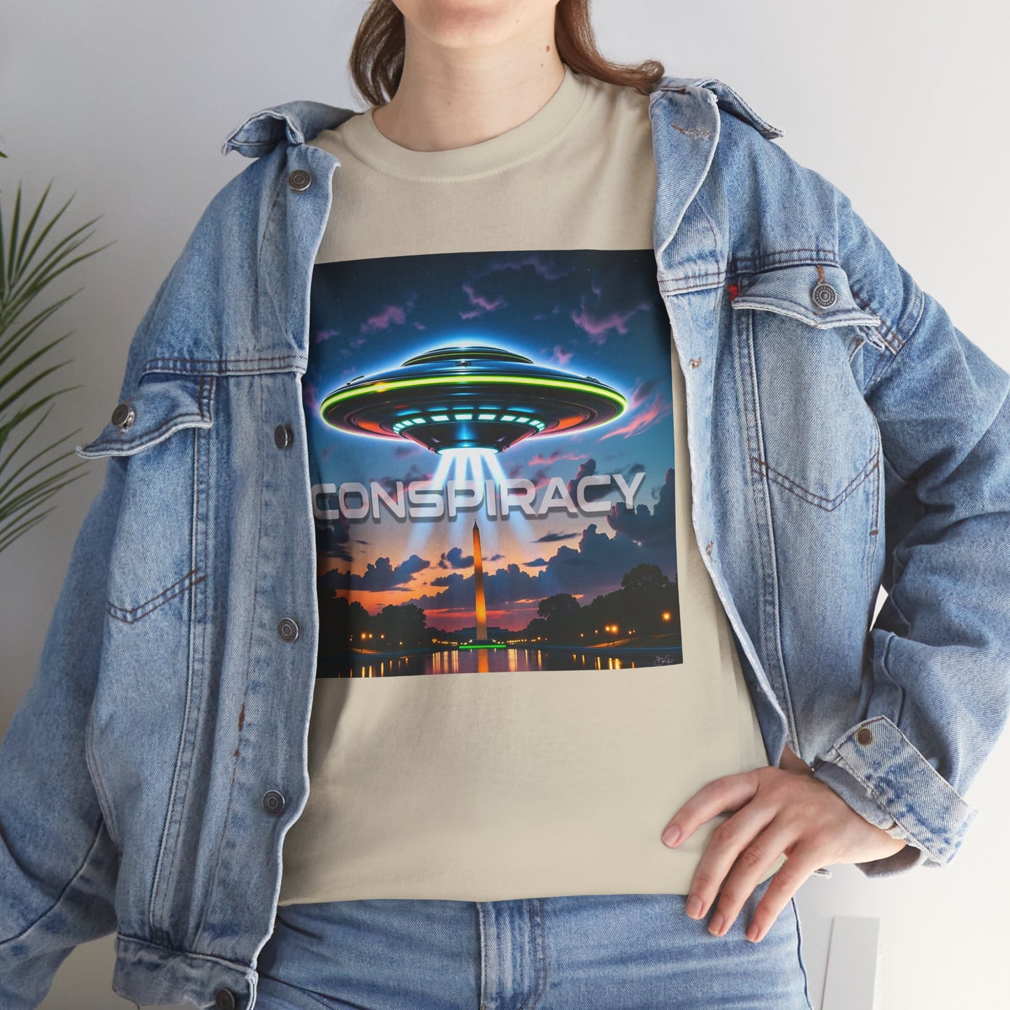 Retro Neon Alien UFO T-Shirt — "Conspiracy at DC" Graphic Tee